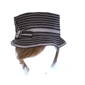August bow tie black grey Stripe Cloche Fedora hat